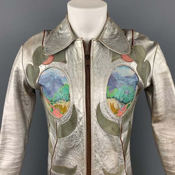 Vintage EAST WEST MUSICAL INSTRUMENTS Janti Silver Hand Painted Applique Jacket - Picture 2 of 14